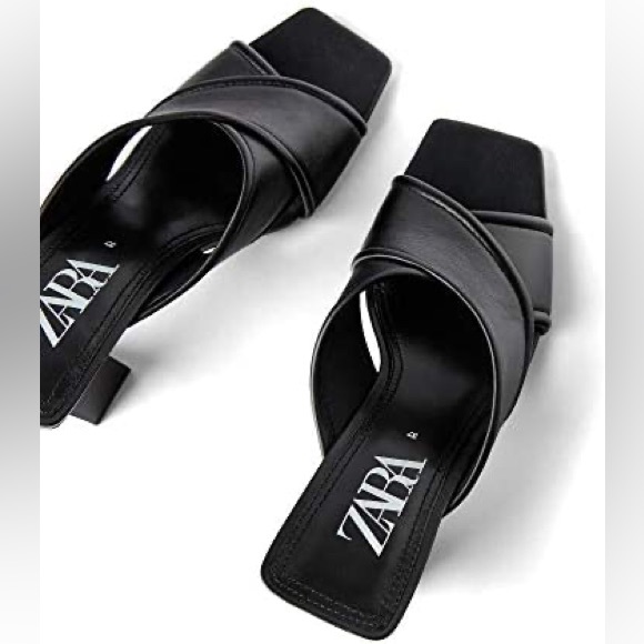 ZARA Soft Leather Heeled Sandals - Picture 2 of 9